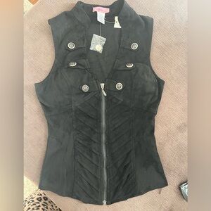 Black Sleeveless Buttoned Vest